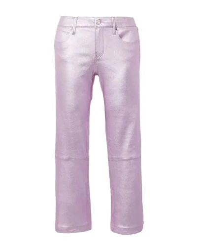 Rta Kiki Lambskin Leather Flare Pants In Light/pastel Purple