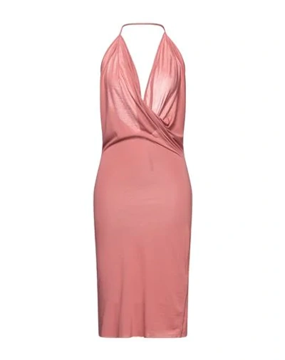 Rick Owens Lilies Woman Midi Dress Antique Rose Size 8 Viscose, Cotton, Polyamide In Pastel Pink