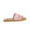 Chloé Woody Logo-print Canvas Slides In Delicate Pink