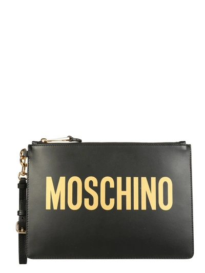 Moschino Pouch With Maxi Logo In Black