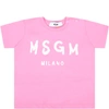 MSGM PINK T-SHIRT FOR BABYGIRL WITH LOGO,MS027265 042