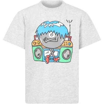 Stella Mccartney Kids' Grey T-shirt For Boy With Monster