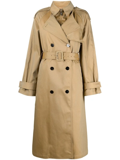 Theory Layered Padded Trench Coat In Neutrals