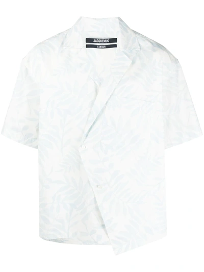 Jacquemus White Blue Printed 'la Chemise Novi' Short Sleeve
