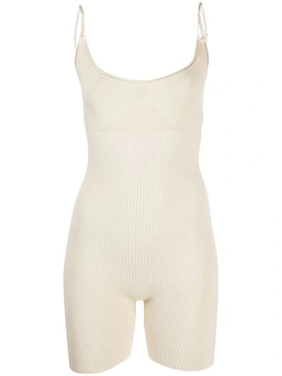 Jacquemus Body Short Cycling Playsuit In Neutrals