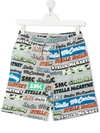 STELLA MCCARTNEY TEEN MULTI LOGO-PRINT SHORTS