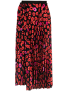 Marni Pleated Lip-print Crepe Midi Skirt In Black