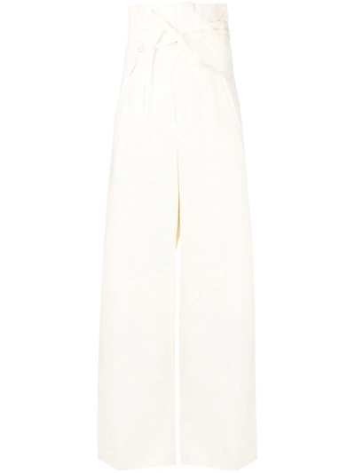Jacquemus High-waisted Wide-leg Trousers In Neutrals
