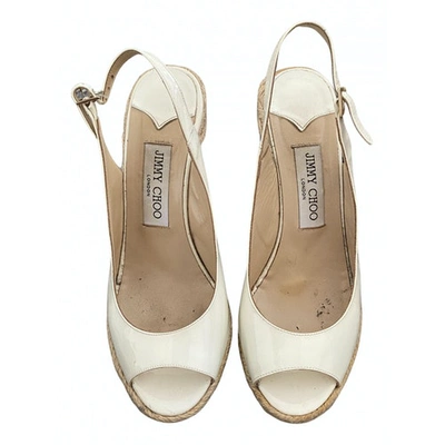 Pre-owned Jimmy Choo Patent Leather Sandals In White