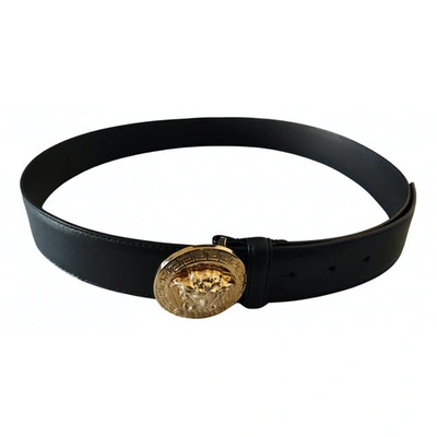 Pre-owned Versace Leather Belt In Black