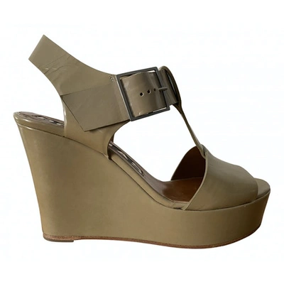Pre-owned Rochas Leather Sandals In Khaki