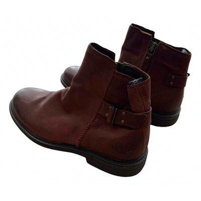 Pre-owned Ugg Burgundy Leather Boots