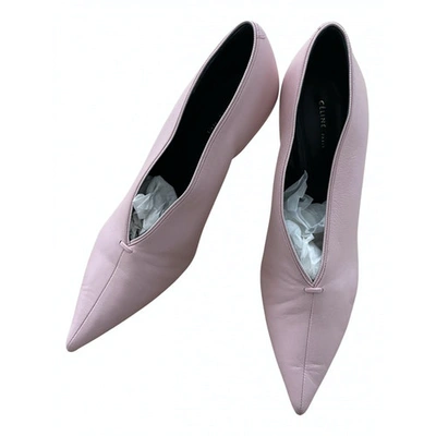 Pre-owned Celine Soft V Neck Leather Heels In Pink