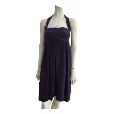 Pre-owned Versace Silk Mid-length Dress In Purple