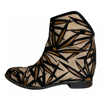 Pre-owned Jimmy Choo Cloth Ankle Boots In Brown