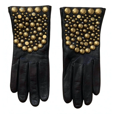 Pre-owned Gucci Leather Gloves In Black