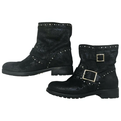 Pre-owned Jimmy Choo Youth Leather Ankle Boots In Black