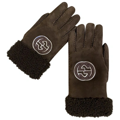 Pre-owned Gucci Brown Suede Gloves