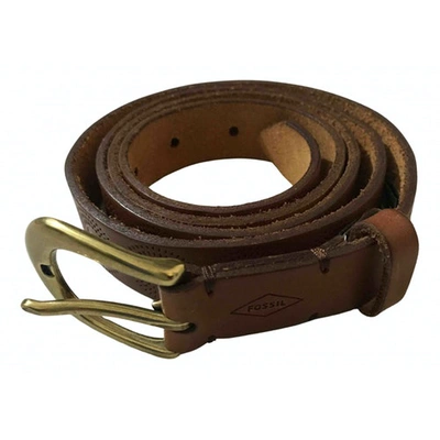 Pre-owned Fossil Leather Belt In Brown