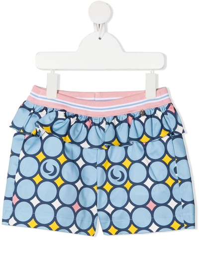 Simonetta Kids' Flounced Printed Shorts In Light Blue