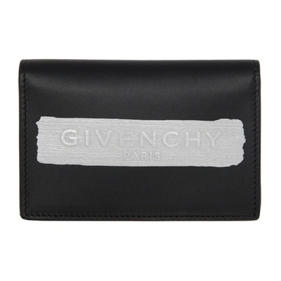 Givenchy Black Latex Logo Bifold Wallet In 008 Black/s