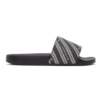 Givenchy Chain-print Coated-canvas Slides In Grey