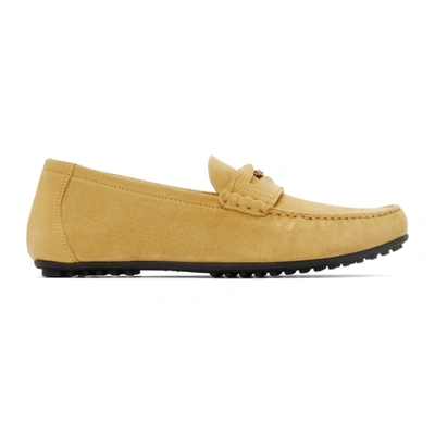 Versace Men's Medusa Suede Penny Drivers In Sunset Yellow