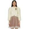 GUCCI OFF-WHITE MOHAIR FLORAL BROOCH CARDIGAN