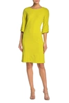 Nina Leonard Jewel Neck Tiered Sleeve Midi Dress In Chartreuse