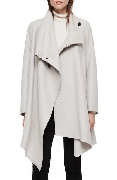 Allsaints City Monument Wool Blend Coat In Stone White