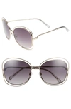 Chloé Carlina 60mm Square Sunglasses In Gold/light Grey