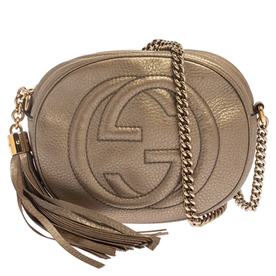 Pre-owned Gucci Metallic Leather Mini Soho Disco Chain Crossbody Bag