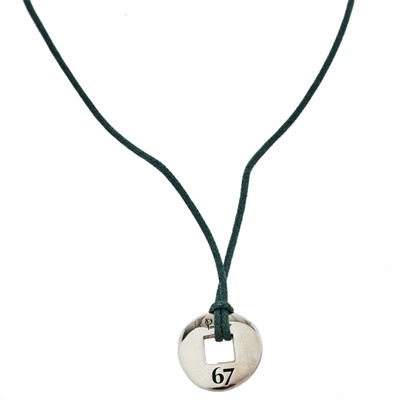 Pre-owned Pomellato 67 Sterling Silver Pendant Cord Necklace In Green
