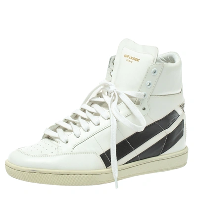 Pre-owned Saint Laurent White Leather High Top Trainers Size 41