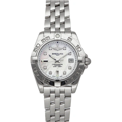 Pre-owned Breitling Mop Diamonds Stainless Steel Galactic A71356l2/a708 Women's Wristwatch 32 Mm In White
