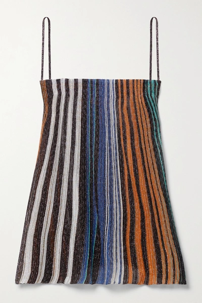 Missoni Striped Metallic Crochet-knit Camisole In Gray