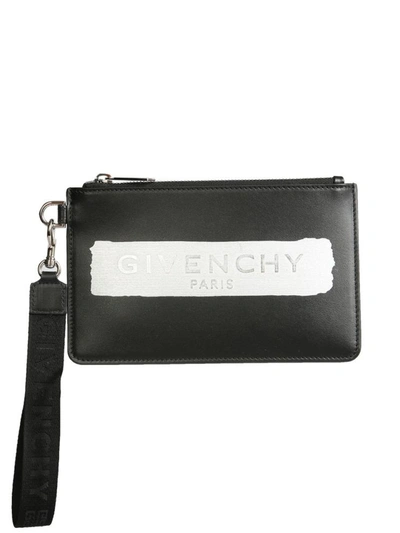 Givenchy Logo印花皮质小袋 In Nero