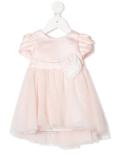 Monnalisa Babies' Flower-appliqué Tulle Dress In Rosa