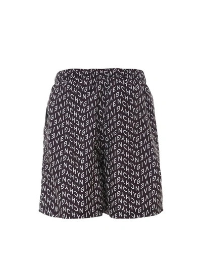 Givenchy Black & White Allover Refracted Logo Shorts