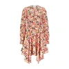 Stella Mccartney Watercolor Floral Print Long-sleeve Asymmetrical Dress In 8645