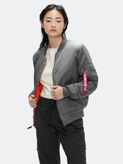 Alpha Industries Ma-1 Flight Jacket In Gunmetal & Emergency Orange