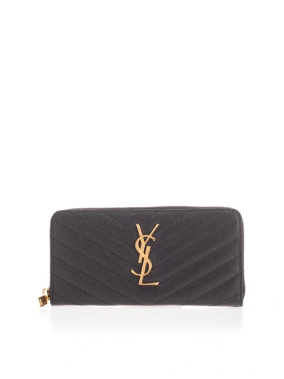 Saint Laurent Zipped Wallet In Black