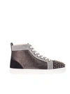 CHRISTIAN LOUBOUTIN LOU SPIKES ORLATO trainers IN BLACK AND SILVER