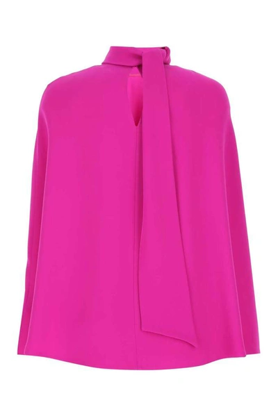 Valentino Pussy-bow Silk-cady Blouse In Fuchsia