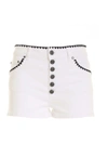 Dondup Embroidered Trim Denim Shorts In White