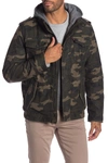 Levi's Washed Cotton Faux Shearling Lined Hooded Military Jacket In Camouflage