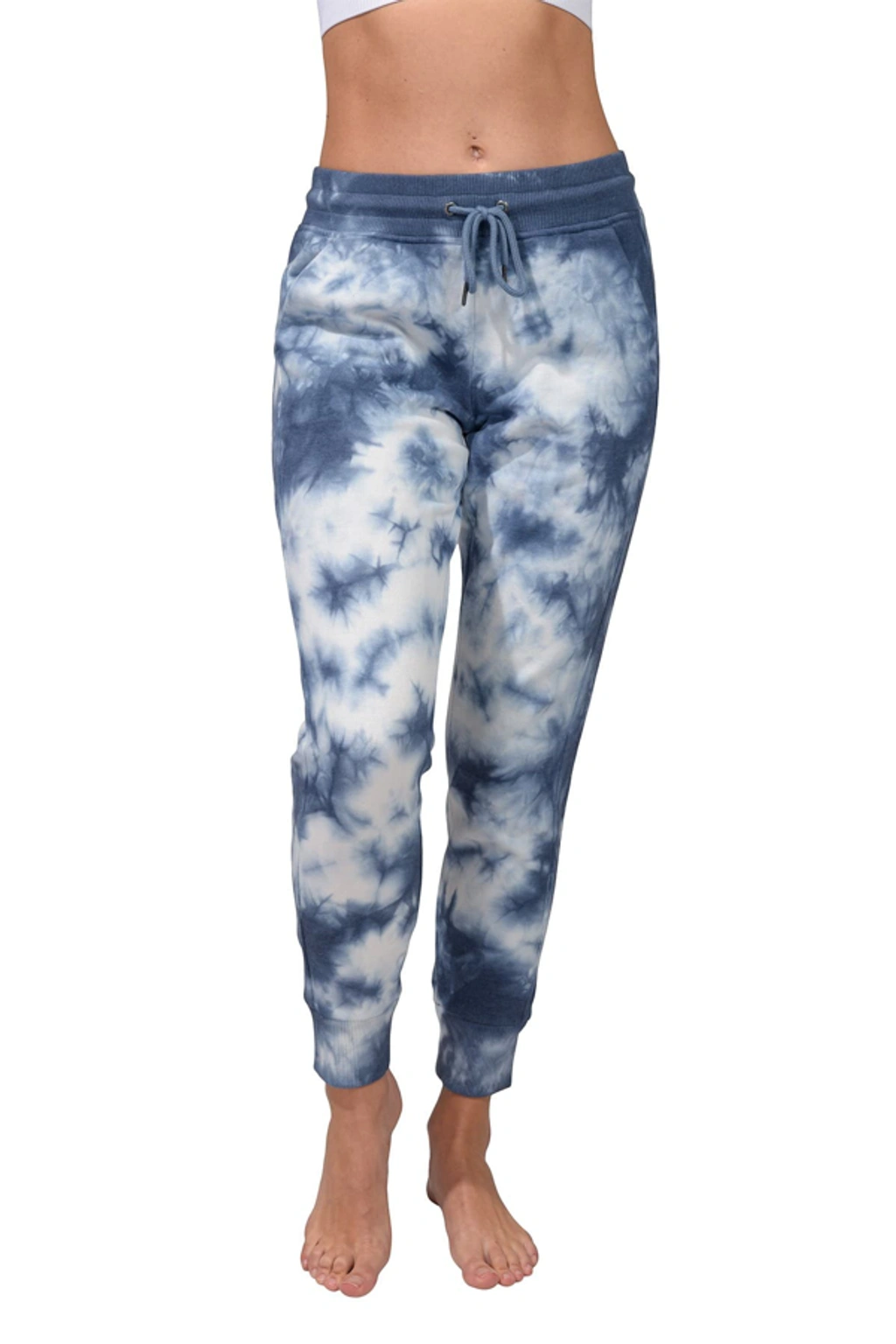 90 Degree By Reflex Drawstring Knit Joggers In Inky Chill Tie Dye