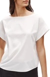 Eileen Fisher Boat Neck Cap Sleeve Top In Ivory