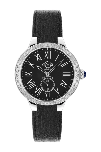 Gevril Gv2 Astor Black Vegan Strap Diamond Watch, 40mm