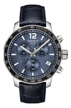 TISSOT QUICKSTER CHRONO LEATHER STRAP WATCH,7611608297421